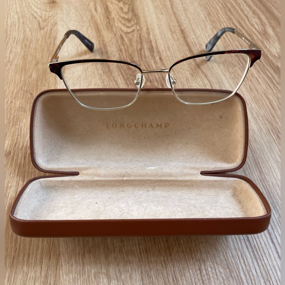 Longchamp Glasses Womens Eyeglasses Classic Tortoise Gold Optical frame retro